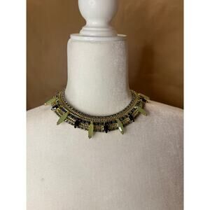 BCBG Gold and Green Stone Necklace